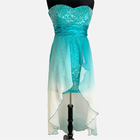 Deb Dresses Deb Baby Blue Sequins Strapless Dress Poshmark